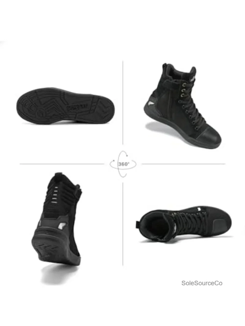Men's Motorcycle Boots Ankle High Side Zipper Motorcycle Riding Shoes